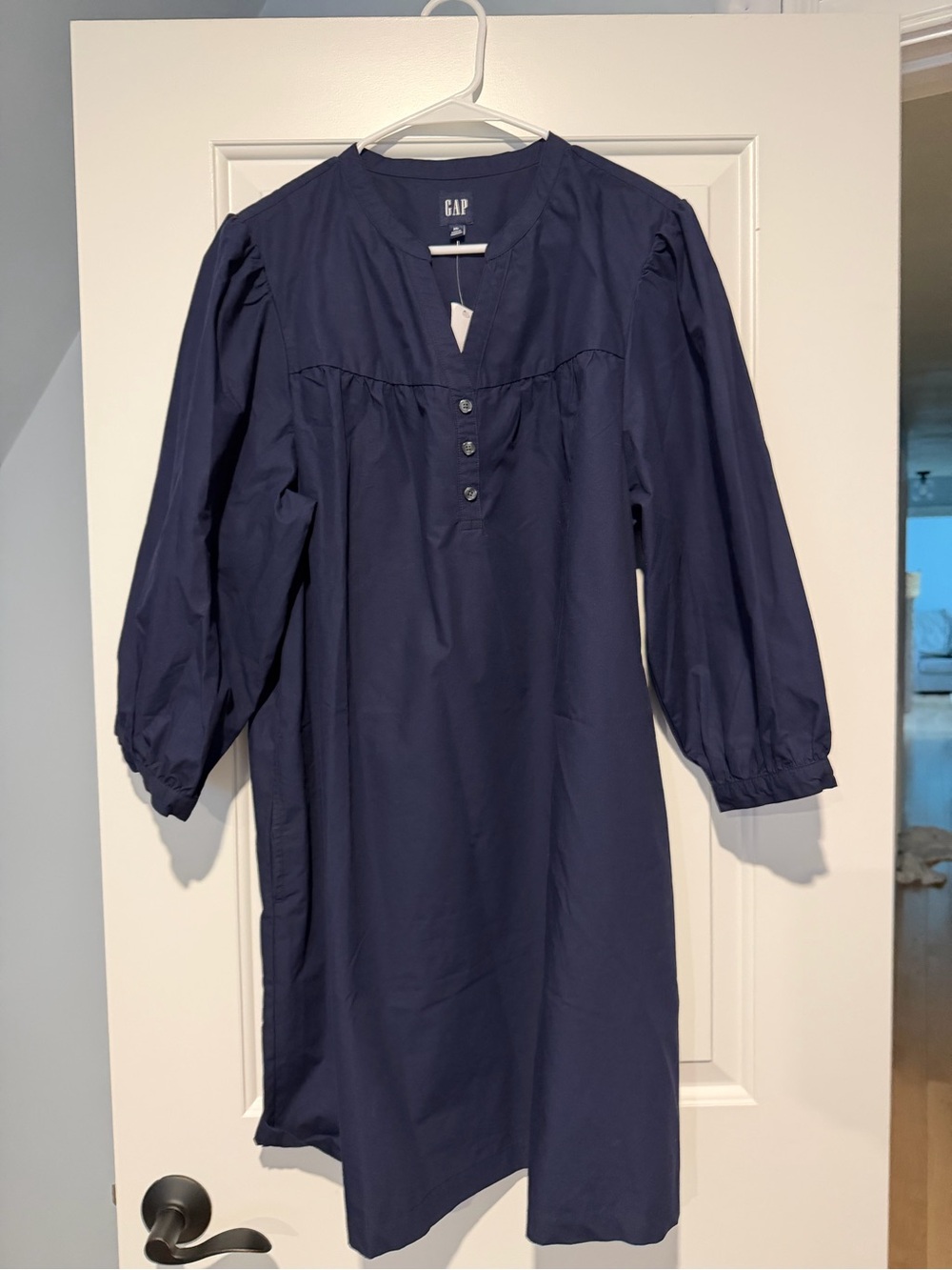NWT - GAP Dark Navy Poplin Henley Mini XL